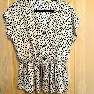 Free Kisses Black and Cream Spotted Blouse